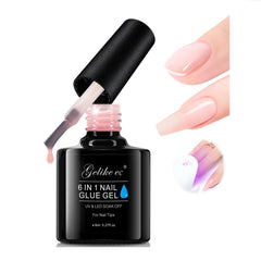 Gelike EC 6-in-2 Jelly Builder Gel Nail Glue: Nude Pink UV Rubber Base Gel for Apex Building & Short Extension – Extra Strong Adhesive for Press On & Acrylic Nail Tips for Home DIY Girl Gift
