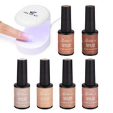 gelike ec Brown Gel Nail Polish Set, Nude Brown Gel Polish Bundle with Mini LED Nail Lamp,UV Light for Nails Easy and Flash Cure Light For Nail Extension System