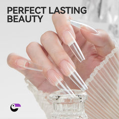 gelike ec Nail Tips for Salon: 100Pcs Coffin 3-in-1 Quick French Matte Tips