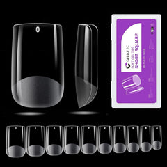 Gelike ec Short Square Nail Tips: 240PCS Soft Gel Tips for Nail Extensions Square Shaped Full Cover Nail Tips Pre Etched - PMMA Resin Clear False Nails Press on Nails 10 Sizes, SHORT SQUARE