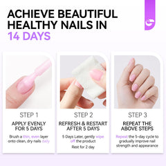 Nail Polish Strengthener and Growth Treatment: Azure Blue 15ml Gelike EC 6 in 1 Natural Nail Strengthener for Damaged Nails - Long Lasting Nail Hardener and Strengthener - For Daily Home Salon