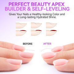 Gelike EC 6-in-2 Jelly Builder Gel Nail Glue: Nude Pink UV Rubber Base Gel for Apex Building & Short Extension – Extra Strong Adhesive for Press On & Acrylic Nail Tips for Home DIY Girl Gift