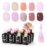 gelike ec Gel Nail Polish Set: HEMA & TPO Free Hypoallergenic Formula Professional Soak Off UV LED Gel Polish for Natural & Fake Nails (10 Gel Colors Jelly set)