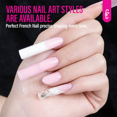 HUCHU 3D French Dual Forms for Polygel: Easy Nail Form Creates French Apex Nails for Builder Gel Acrylic Nail Extensions DIY - 5S Easy Removal Reusable Nail Forms for Professional -120pcs 15Size