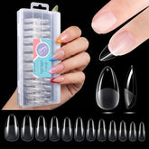 Gelike ec Short Almond Nail Tips: Pre-Etched Cover Acrylic Fake Nails