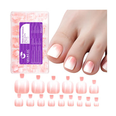 Gelike Ec Press on Toenails for Wide Beds: 240 Pcs Blush Pink Ombre French