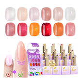 gelike ec Professional Jelly Gel Polish: 12 Nail Colors Set for Salon Technicians with 16ml Big Bottle & Color chart - HEMA & TPO Free Safe Formula Easy to use On Natural or Acrylic Nails