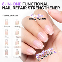Nail Ridge Filler For Damaged Nails: Gelike ec 8 in 1 Nail Strengthener for Thin Nails and Growth - Protein Nail Ridge Filler with Top Coat Free