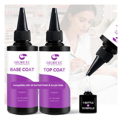 gelike ec Base Gel & Top Coat Set 2 x 100ml HEMA-Free Salon Refill Duo Kit