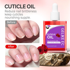 Gelike EC Nail Cuticle Oil - Rose Scent Organic Nail Moisturizing With Natural Jojoba Vitamin B & E for Nail Bed & Damaged Nails Repair Treatment- Cuticle Cream for Nail Growth and Strength(15ml)