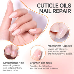 gelike ec Nail Cuticle Oil - Rose Scent Dual Color Nail Moisturizing With Natural Jojoba Vitamin B & E for Nail Bed & Damaged Nails Repair Treatment - Cuticle Cream for Nail Growth and Strength