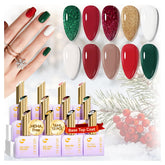 Christmas Gel Nail Polish Set Red Green Gold Glitter for Winter Manicures