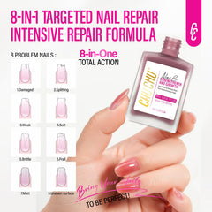 Nail Repair for Women: 8 in 1 Coral Red Nail Hardener Strengthener