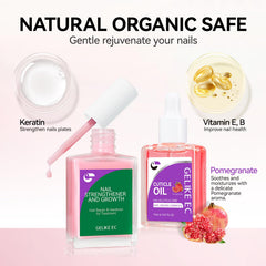 Natural Nail Growth Oil Kit: Rose Pomegranate Nail Care Set for Weak Nails