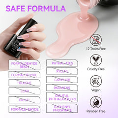 Gelike EC 6-in-2 Jelly Builder Gel Nail Glue: Nude Pink UV Rubber Base Gel for Apex Building & Short Extension – Extra Strong Adhesive for Press On & Acrylic Nail Tips for Home DIY Girl Gift