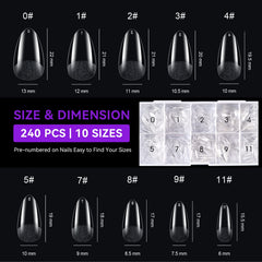 Soft Gel Nail Tips for DIY: 240Pcs 10Size Full Cover Set for All Nails