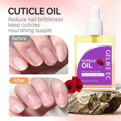gelike ec Nail Cuticle Oil - Rose Scent Dual Color Nail Moisturizing With Natural Jojoba Vitamin B & E for Nail Bed & Damaged Nails Repair Treatment - Cuticle Cream for Nail Growth and Strength