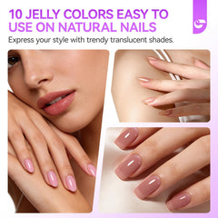 gelike ec Gel Nail Polish Set: HEMA & TPO Free Hypoallergenic Formula Professional Soak Off UV LED Gel Polish for Natural & Fake Nails (10 Gel Colors Jelly set)