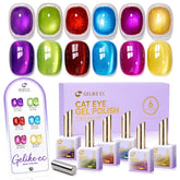 Cat Eye Gel Nail Polish Set,6 Vibrant Colors Easy Nail Art for Small Nails
