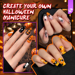 Gel Polish Set for Halloween-themed Box Spooky Nail Art Black Orange Purple