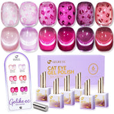 gelike ec Pink Cat Eye Gel Nail Polish Set, 6 Pretty Pink Gel Colors, 16ml