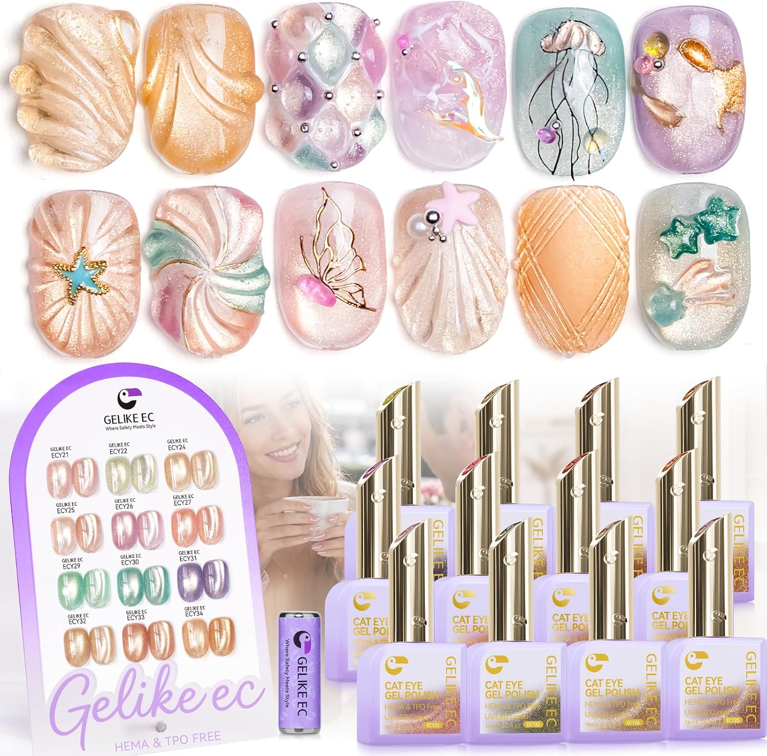 1 Sec 12D cat eye gel polish set