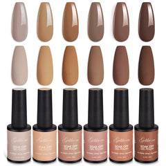 gelike ec Brown Gel Nail Polish Set: Nude Brown 2025 Gel Polish Colors Neutral Nail Polish Kit Soak Off Gel Polish Nail Art DIY Gift for Girls Women