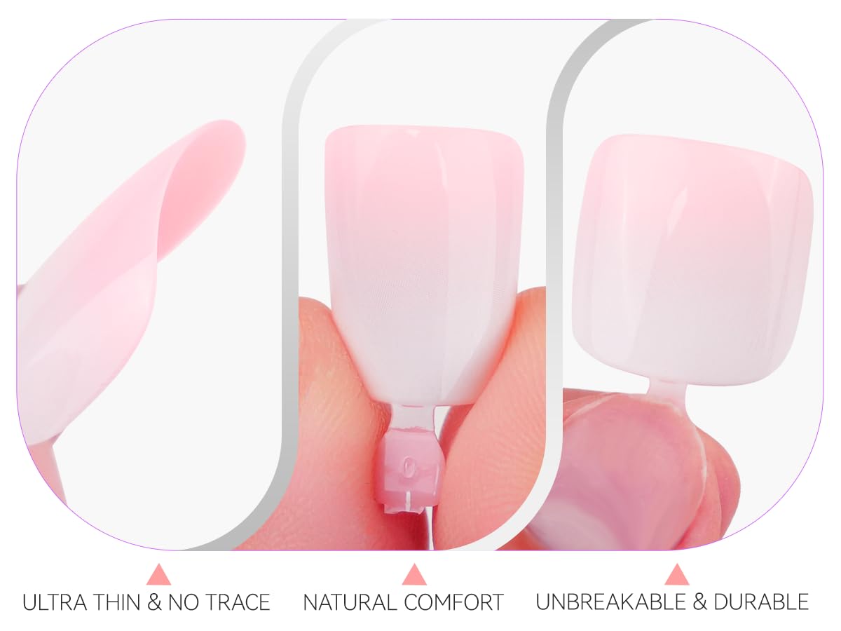 Press on Toenails for Wide Beds: 240 Pcs Baby Pink Ombre French