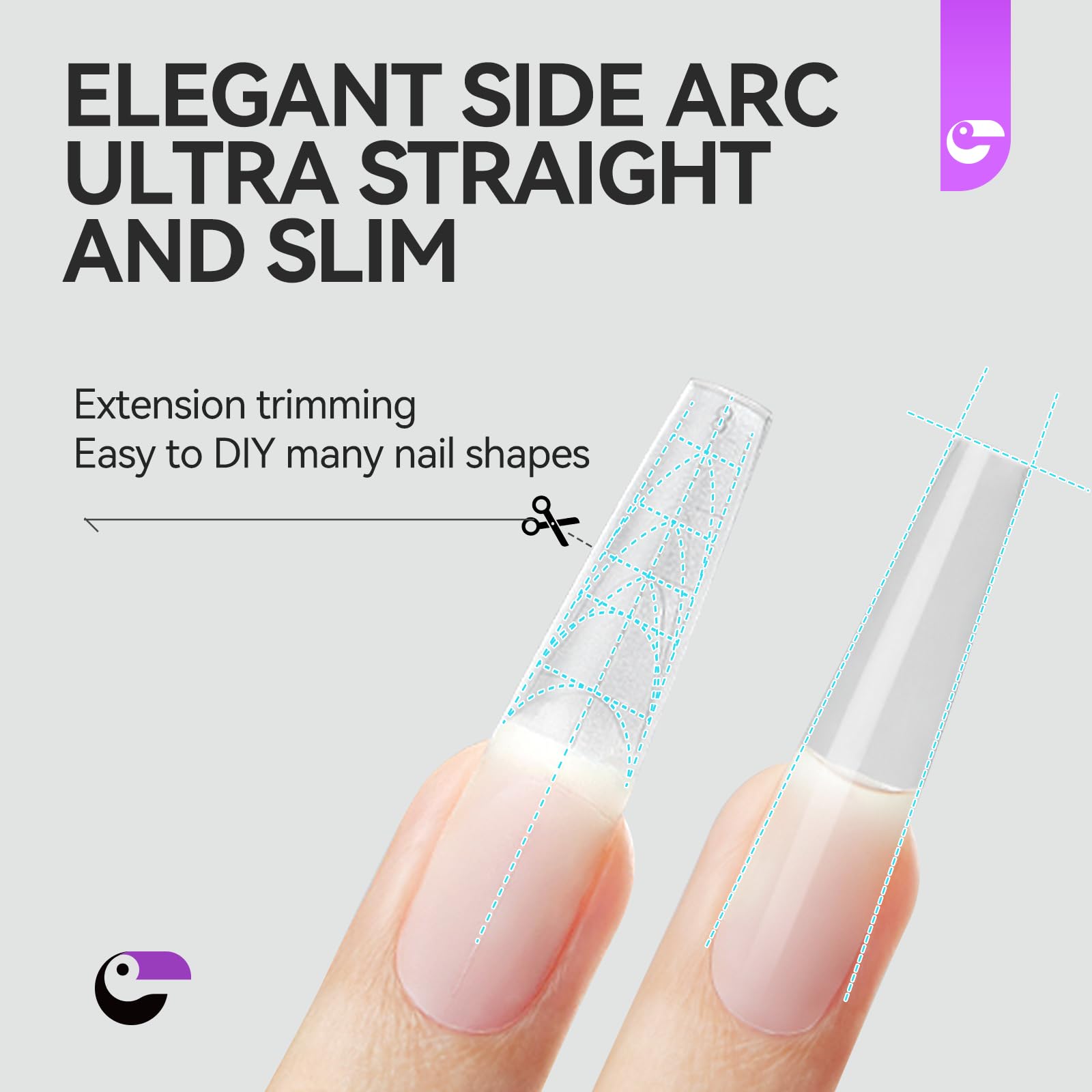 gelike ec Nail Tips for Salon: 100Pcs Coffin 3-in-1 Quick French Matte Tips