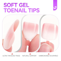 Gelike Ec Press on Toenails for Wide Beds: 240 Pcs Blush Pink Ombre French