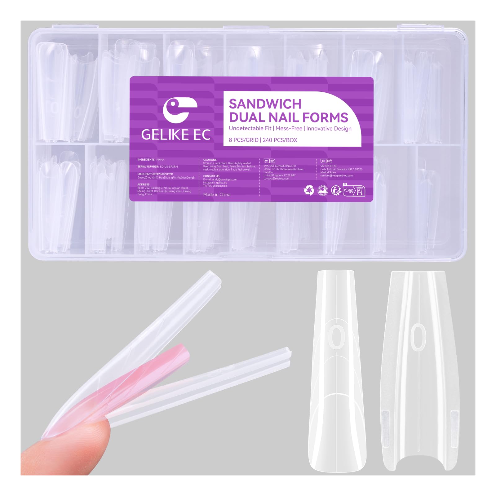 Gelike EC Sandwich Dual Nail Forms: Save 70% Times for Reusable Extensions