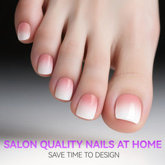 Gelike Ec Press on Toenails for Wide Beds: 240 Pcs Blush Pink Ombre French
