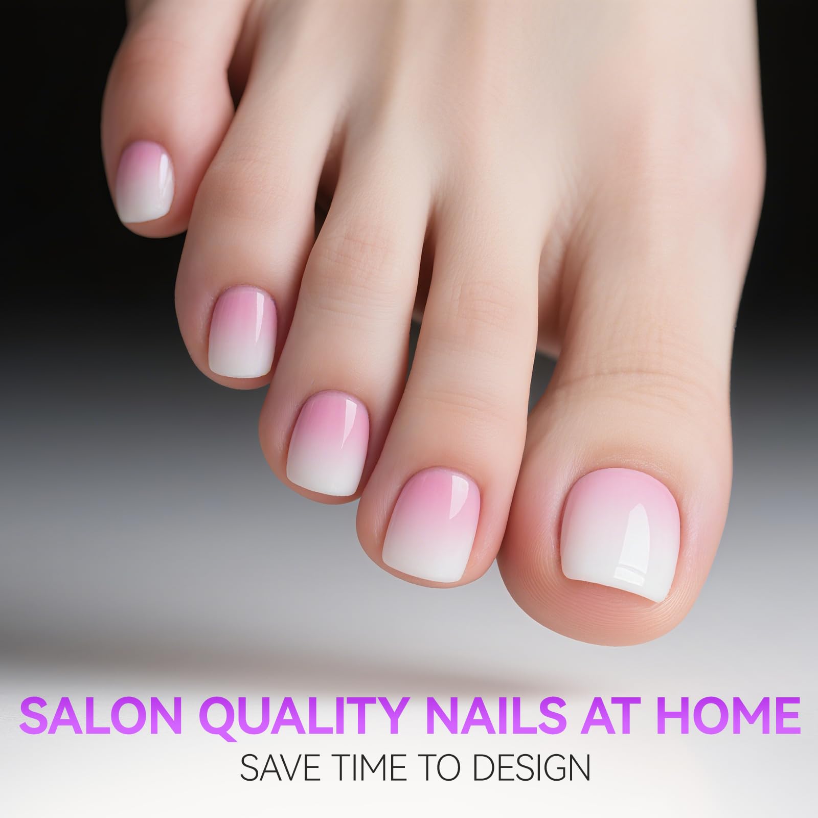 Press on Toenails for Wide Beds: 240 Pcs Baby Pink Ombre French
