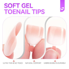 Press on Toenails for Wide Beds: 240 Pcs Peach Pink Ombre French