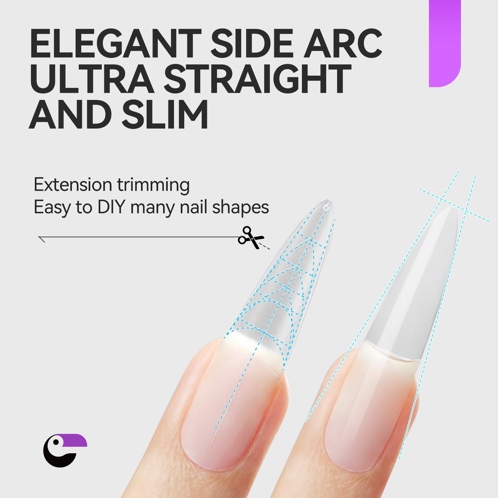 gelike ec Gel Nail Tips: 84Pcs XXL Almond 3-in-1 Quick French Matte Tips