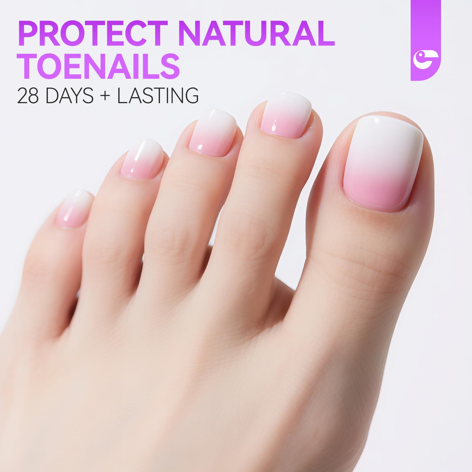 Press on Toenails for Wide Beds: 240 Pcs Baby Pink Ombre French