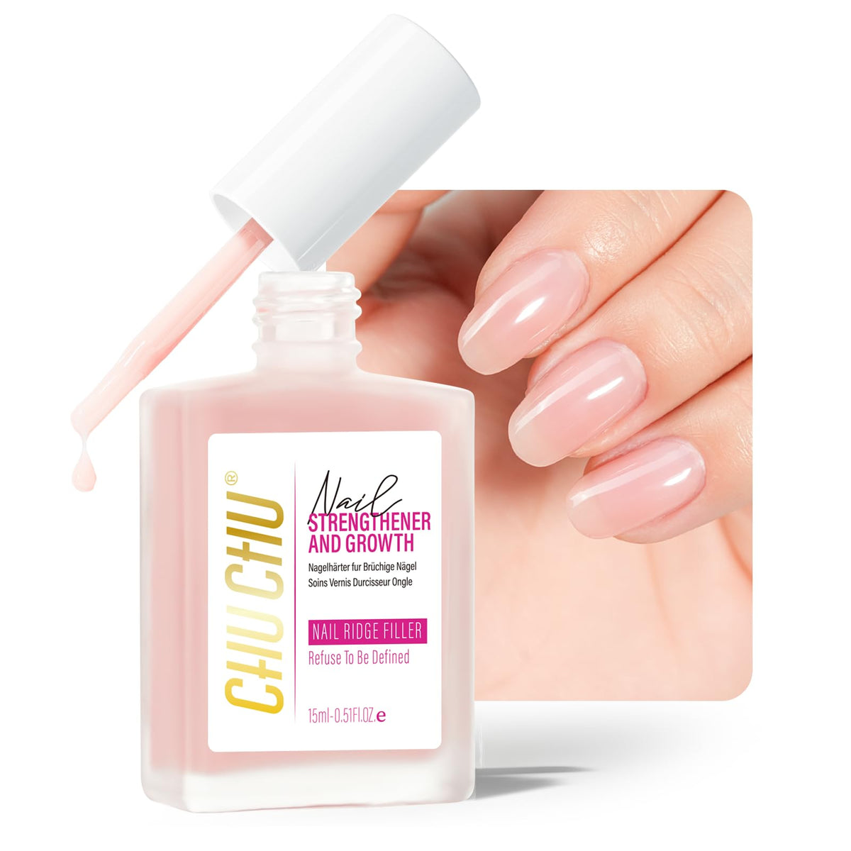 Nail Repair for Women: 8 in 1 Soft Pink Nail Hardener Strengthener