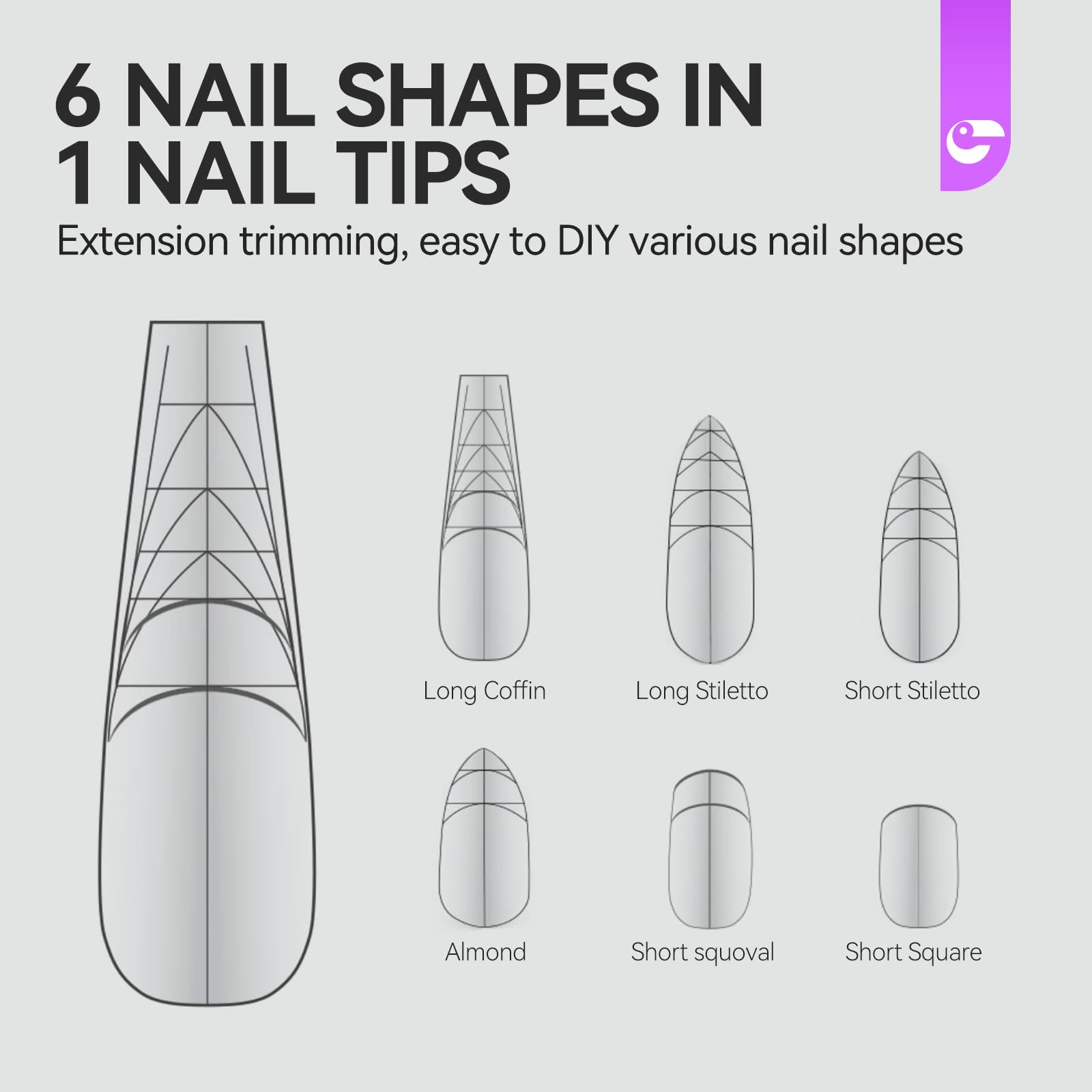 gelike ec Nail Tips for Salon: 100Pcs Coffin 3-in-1 Quick French Matte Tips