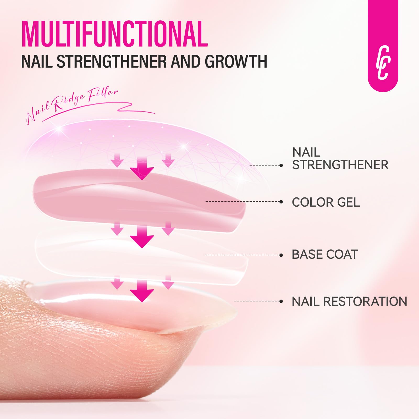 Nail Repair for Women: 8 in 1 Dusty Peach Nail Hardener Strengthener