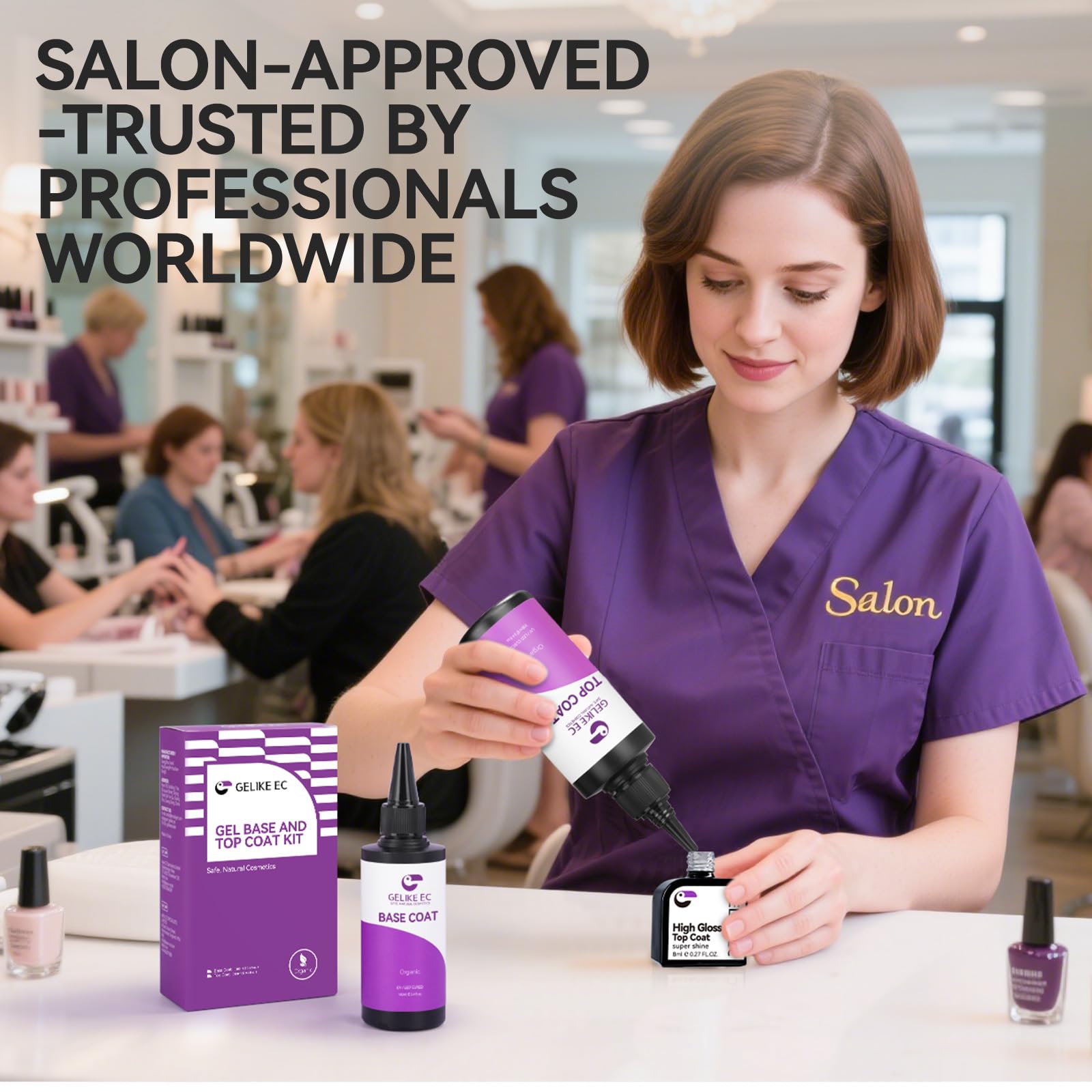gelike ec Base Gel & Top Coat Set 2 x 100ml HEMA-Free Salon Refill Duo Kit