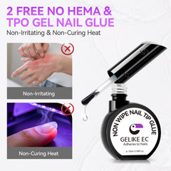 Gelike Gel Nail Glue for Press Ons - No Wipe Strong Nail Glue for Nail Tips