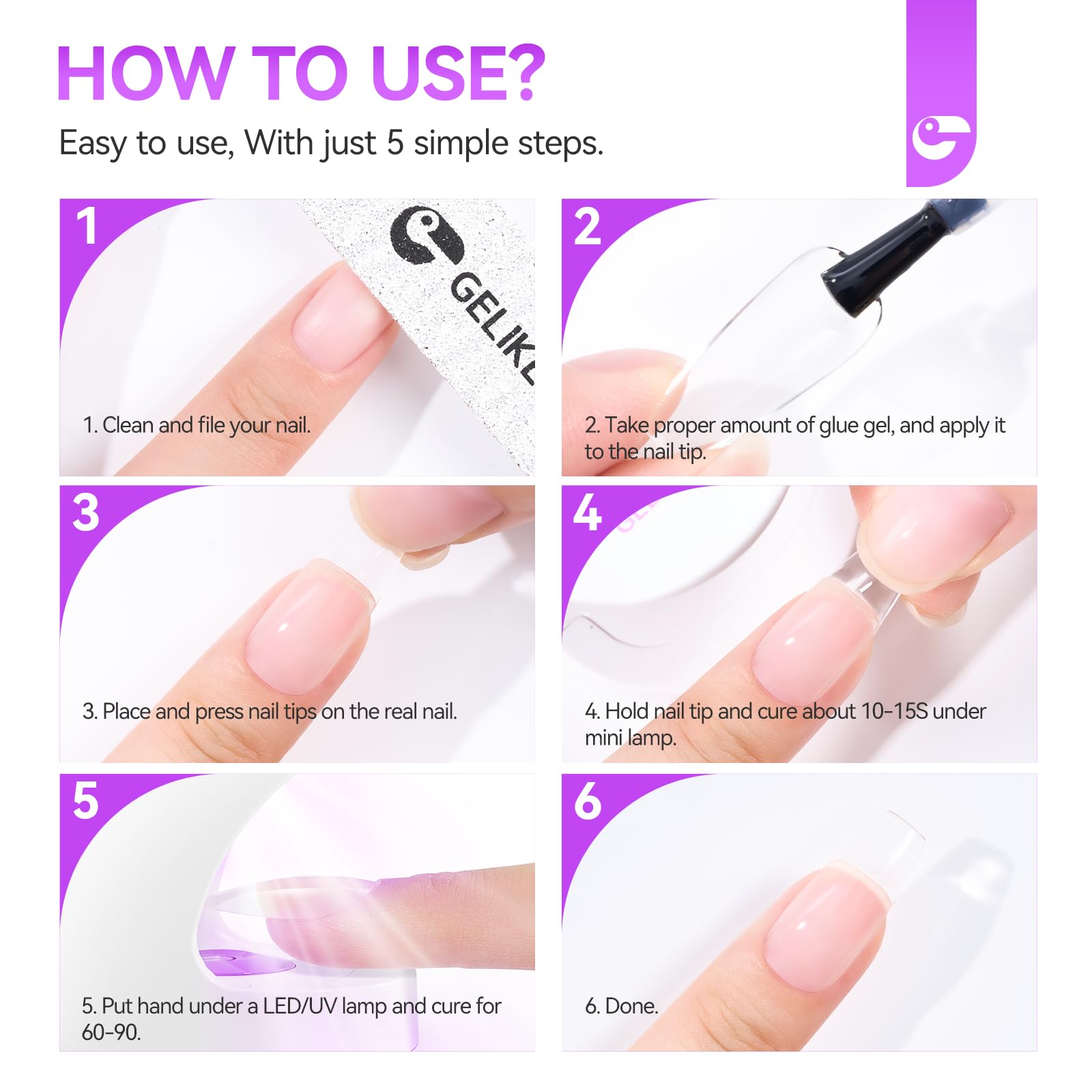 Gelike EC 6-in-2 Jelly Builder Gel Nail Glue: Nude Pink UV Rubber Base Gel for Apex Building & Short Extension – Extra Strong Adhesive for Press On & Acrylic Nail Tips for Home DIY Girl Gift