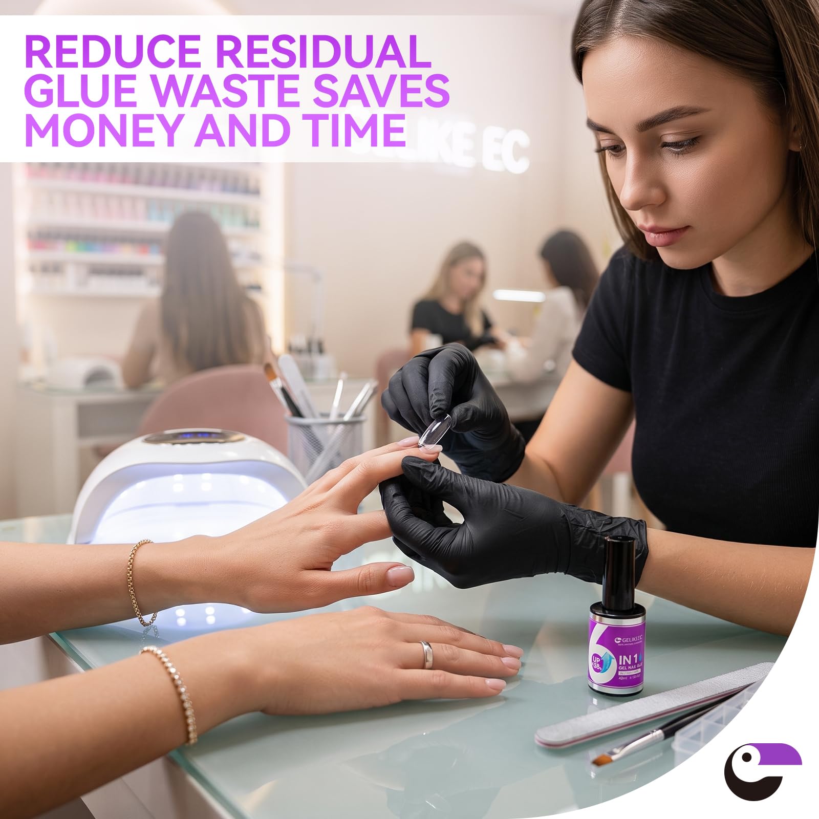 Gelike EC Professional Bulk Nail Glue: 40ml Salon Size Gel Nail Glue - 5X More Value for Press On Nails Acrylic & Nail Tips - Strong & Quick Dry UV Gel Adhesive for Nail Artists & Small Businesses