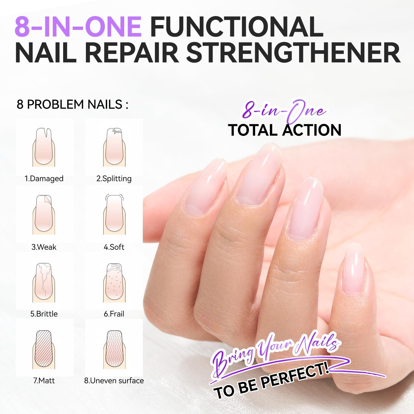 Nail Ridge Filler For Damaged Nails: Nail Strengthener for Thin Nails