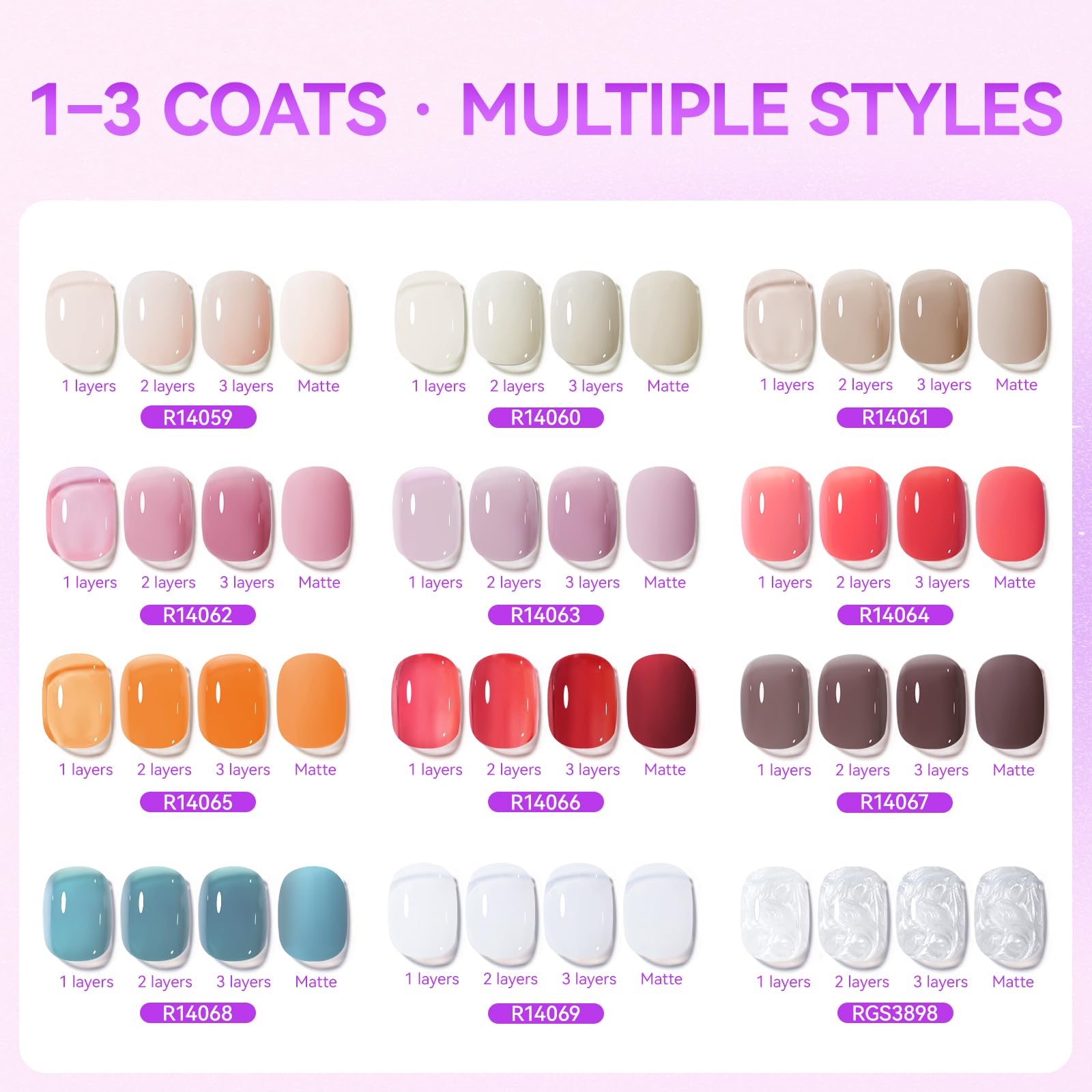 gelike ec Gel Nail Polish Set: HEMA & TPO Free Hypoallergenic Formula Professional Soak Off UV LED Gel Polish for Natural & Fake Nails (Nude)