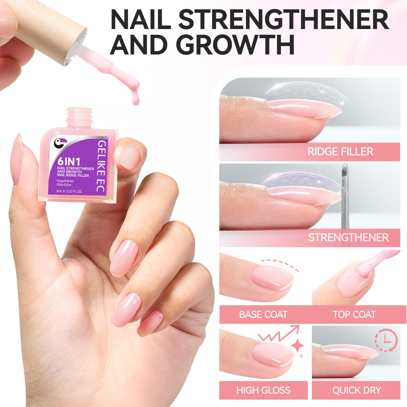 Nail Growth Strengthener for Damaged Nails: 6 in 1 Nail Repair at Home