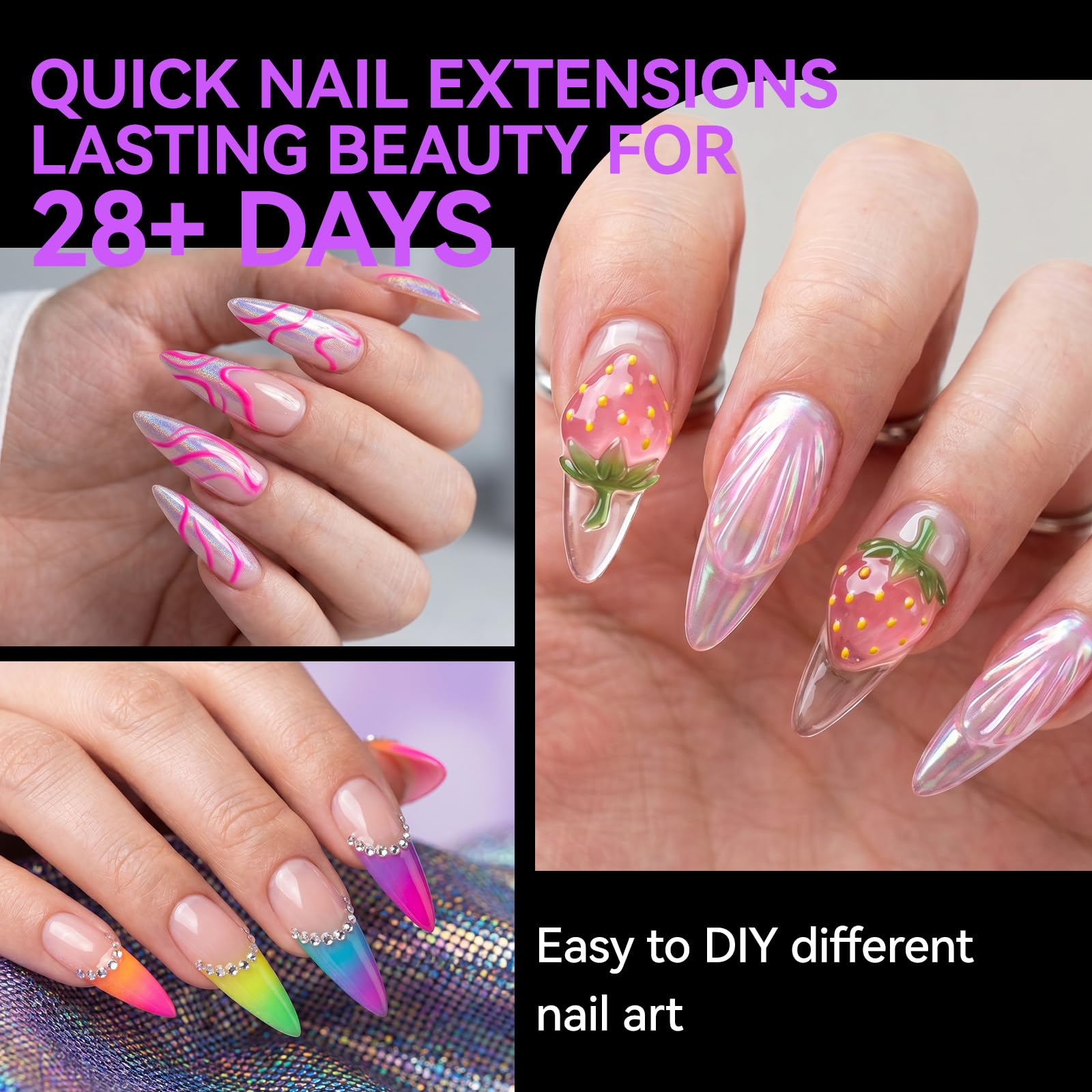 gelike ec Gel Nail Tips: 84Pcs XXL Almond 3-in-1 Quick French Matte Tips