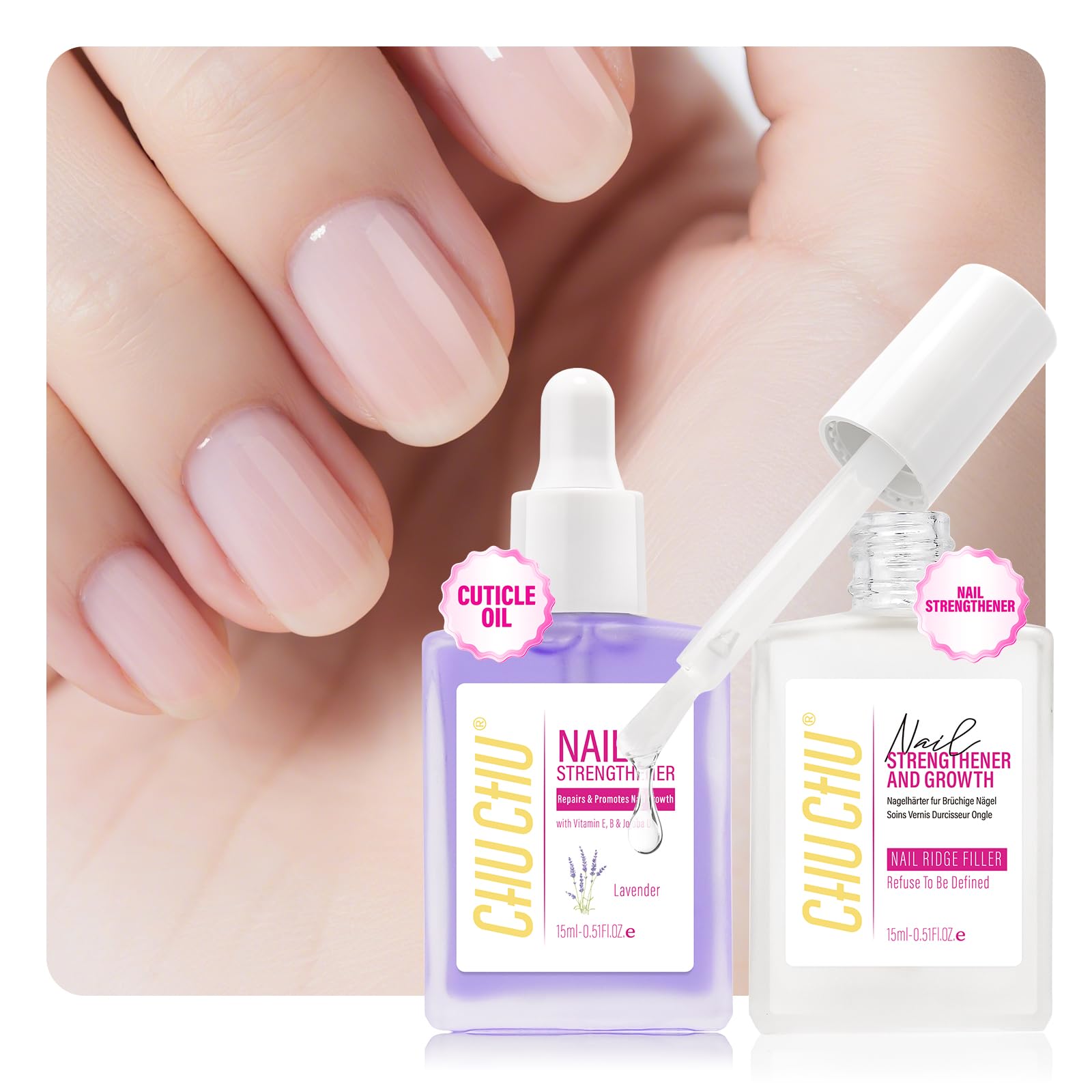 Nail Repair for Women: Nail Hardener Strengthener Extra Strong and Growth (Clear & Lavender)