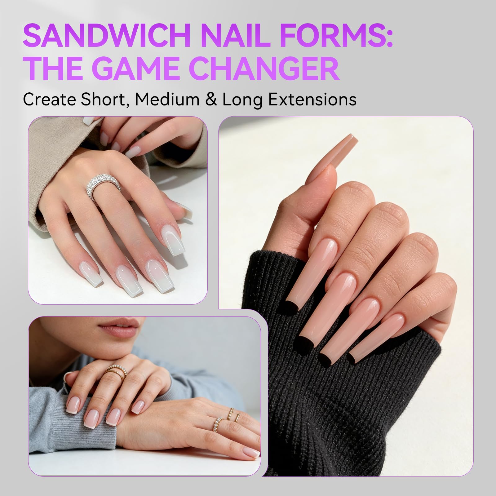 Gelike Sandwich Dual Forms for Polygel Reusable Square Dual Nail Form DIY
