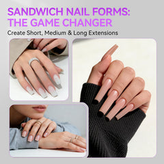 Gelike Sandwich Dual Forms for Polygel Reusable Square Dual Nail Form DIY